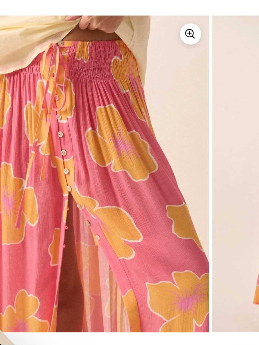 Promesa Pink Maxi Skirt with Yellow Floral Print